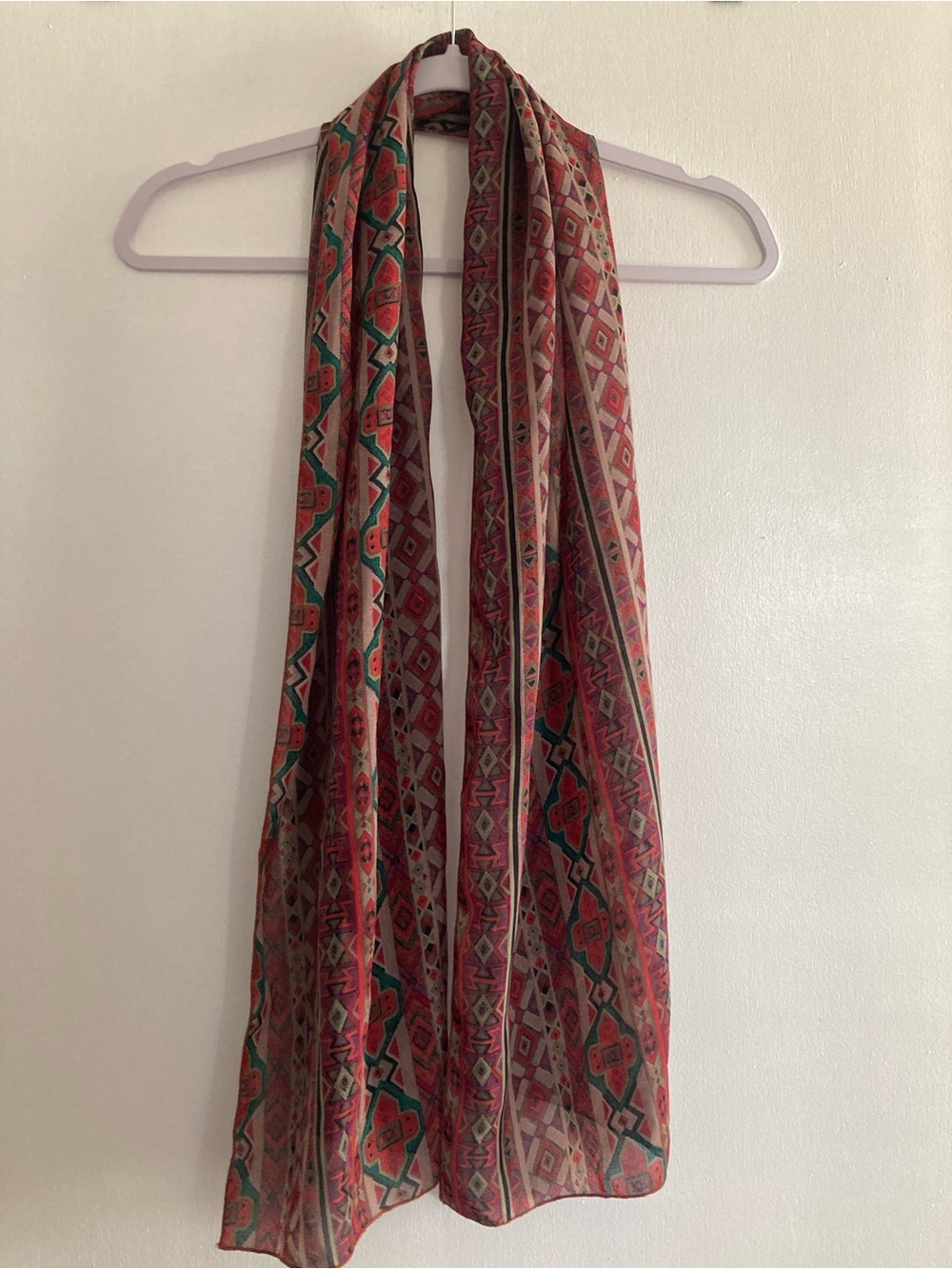 Patterned red scarf